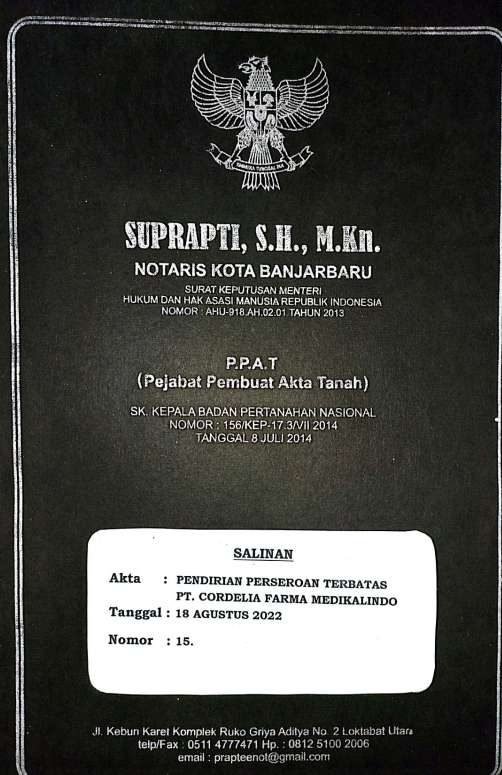 Berdiri dan beroperasi secara sah